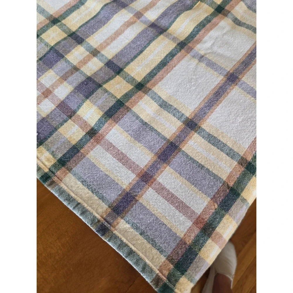 Yellow Checked Tablecloth 46x60 Fall Table Thick Cotton